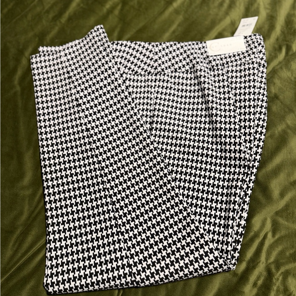 C Black and White Houndstooth Plus Pants